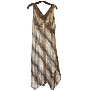 Veste V-Neck Neutral Multi-Colored 100% Silk Dress Size 10